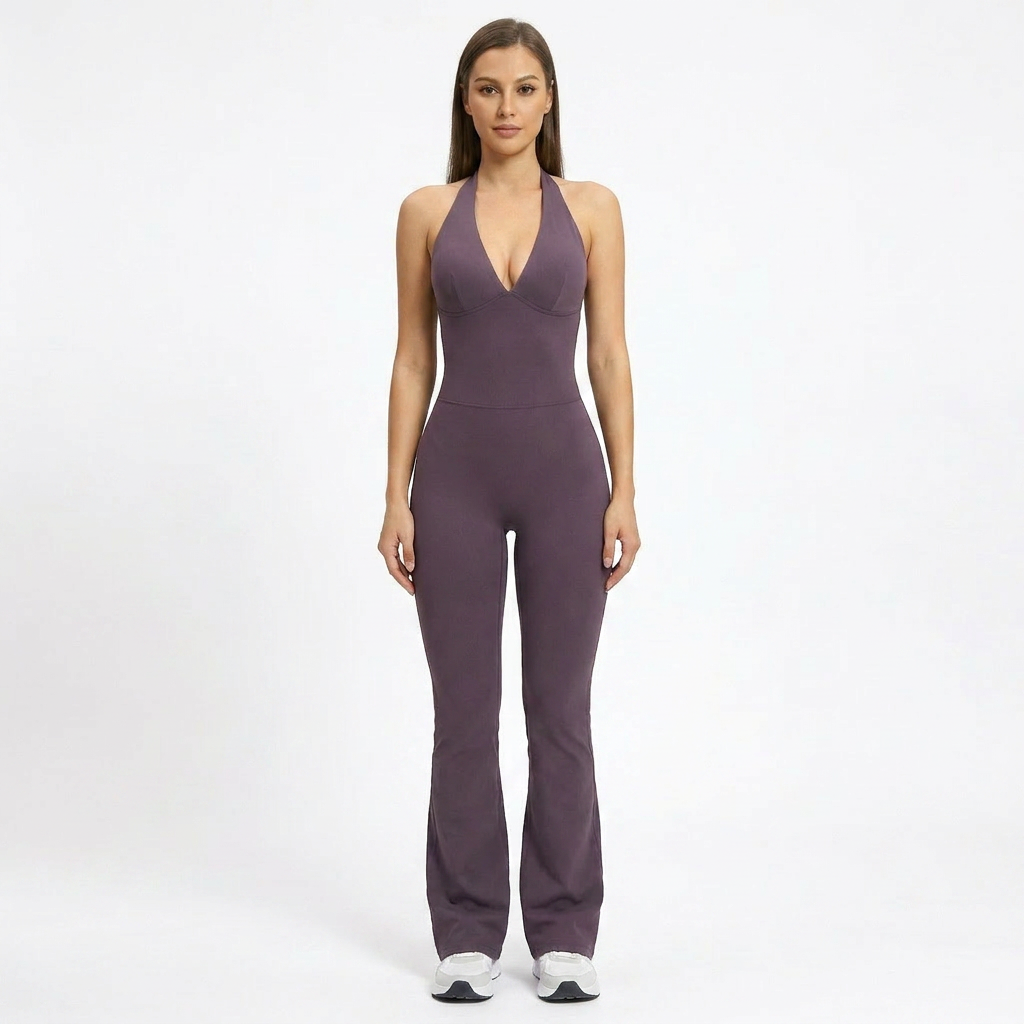 2-teiliges Set mit Halter-Top und Bootcut-Hose