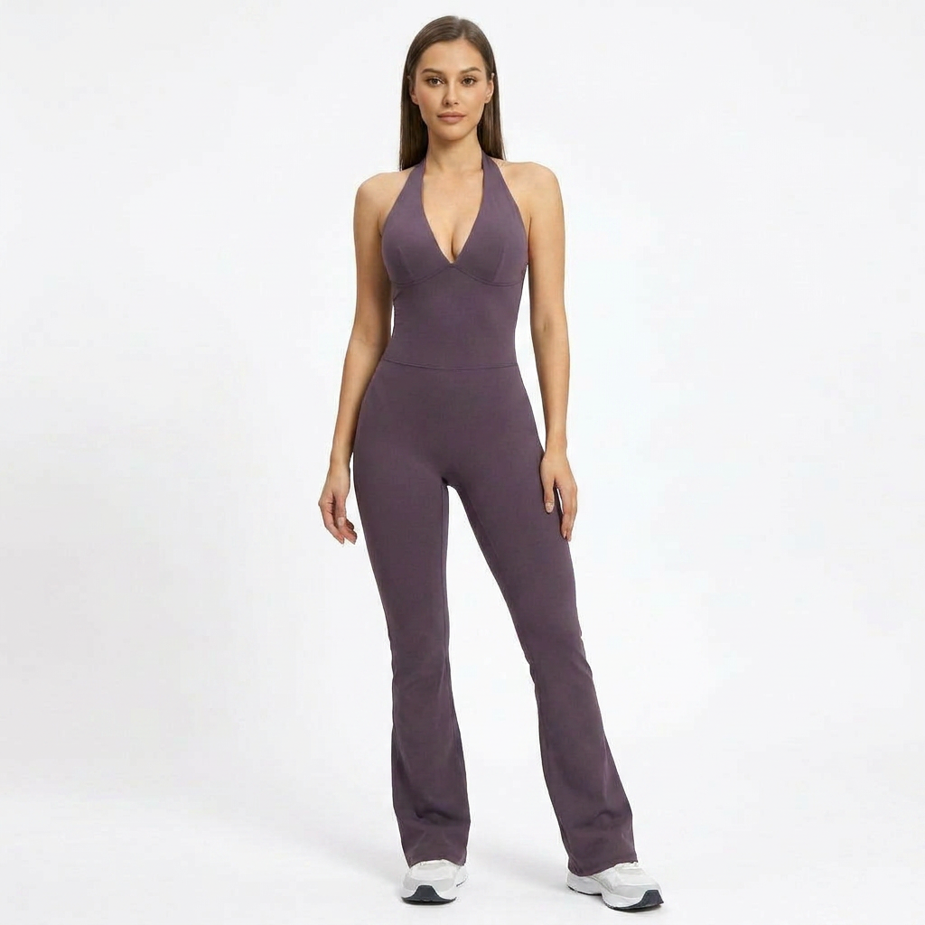2-teiliges Set mit Halter-Top und Bootcut-Hose