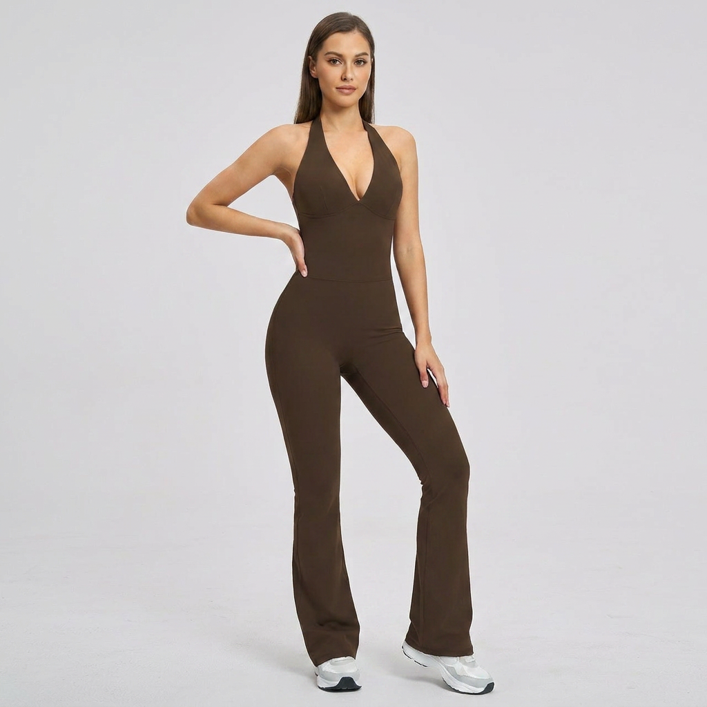 2-teiliges Set mit Halter-Top und Bootcut-Hose