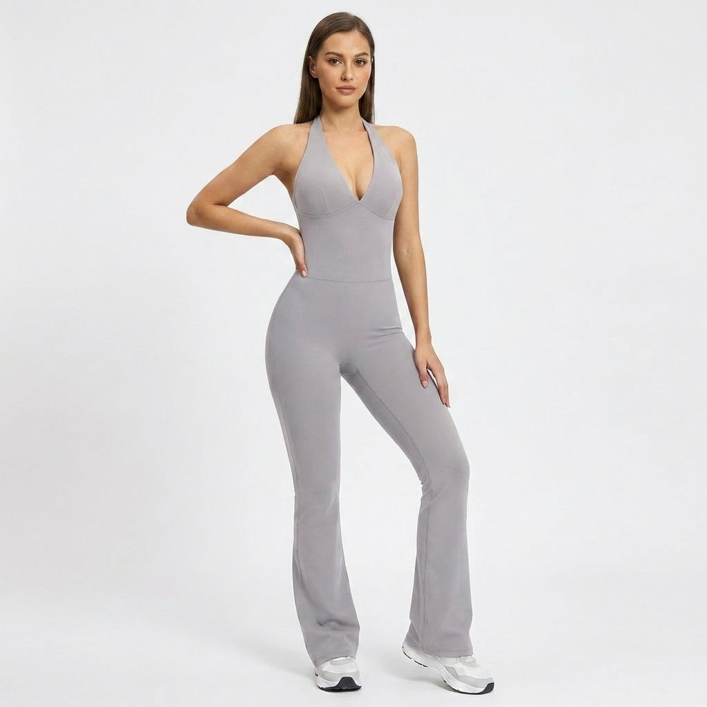2-teiliges Set mit Halter-Top und Bootcut-Hose