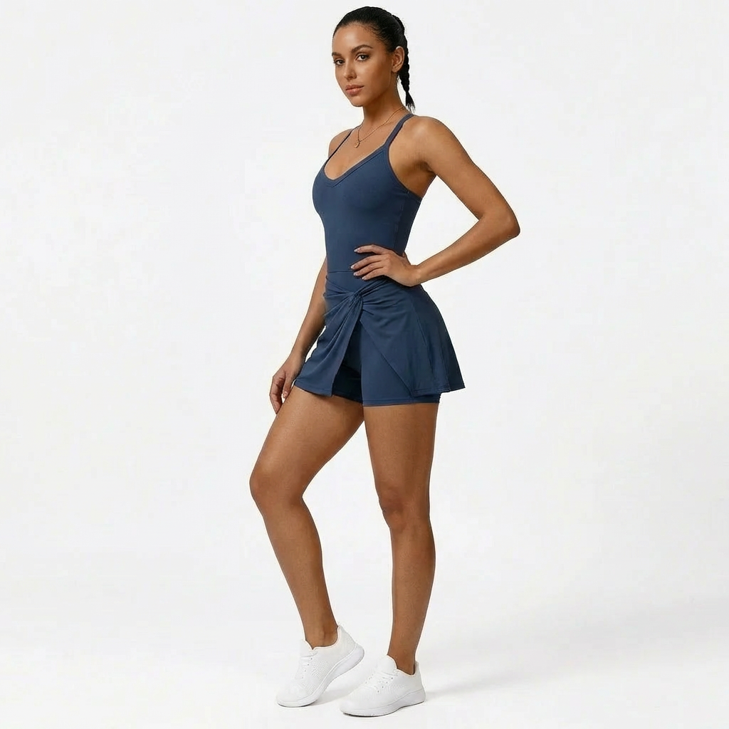 Pilates-Kleid mit integriertem BH & Shorts